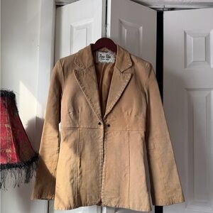 Paris Blues Tan Suede Blazer with Whipstitch Detail